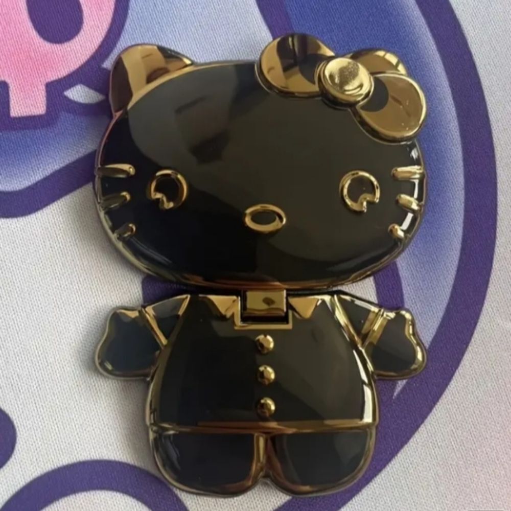 Hello Kitty Rotatable Folding Phone Stand Mirror - Black